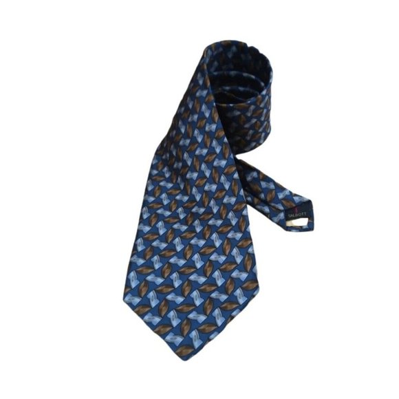 ROBERT TALBOTT Blue Geometric Silk Tie HANDMADE USA 58"/ 4" EC - Picture 2 of 7